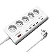 Produktbild JZBRAIN Steckdosenleiste 5-fach mit 5 USB-Anschlüssen QC Quick Charge 3.0 für Smartphones Tablets und USB-ladende Geräte, EU Stecker, EU Steckdosen Überspannungsschutz/Kinderschutz für Wandmontage geeignet 1.8M, Weiß
