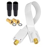 0,1mm Flach HB Digital SAT Fensterdurchführung Weiß Weiss, Kontakte verGOLDet + 2 x F-Stecker vergoldet + 2 x Gummitüllen für Fenster und Türen Ultra Flach