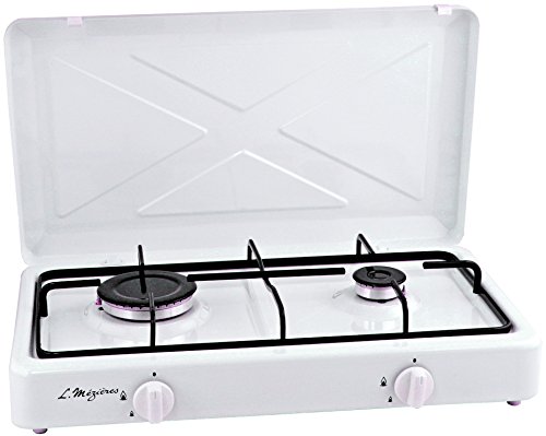 MEZIERES rechaud gaz butane camping - grille acier émaillée, Blanc