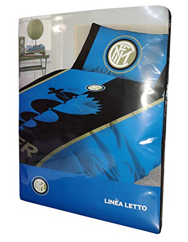 Completo sábanas Cama Individual 1 una plaza oficial FC Inter Negro Azul 100% algodón Encimera + Bajera + 1 funda de almohada