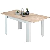 Habitdesign Kendra Extendable Dining Table, Artik White Finish and Canadian Oak