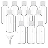 👜Botellas de viaje portátiles: Nuestro juego de botellas de spray incluye 12 contenedores de viaje embotellados de 50 ml y un pequeño embudo para satisfacer sus necesidades diarias.De esta forma siempre podrá llevar sus cosméticos preferidos en los viajes