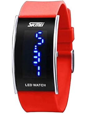 stilvolle Gummiband rot Silikon geführte Sport-Digital-Uhr für Jungen, Mädchen, Männer Frauen Armband-Uhr beobachten