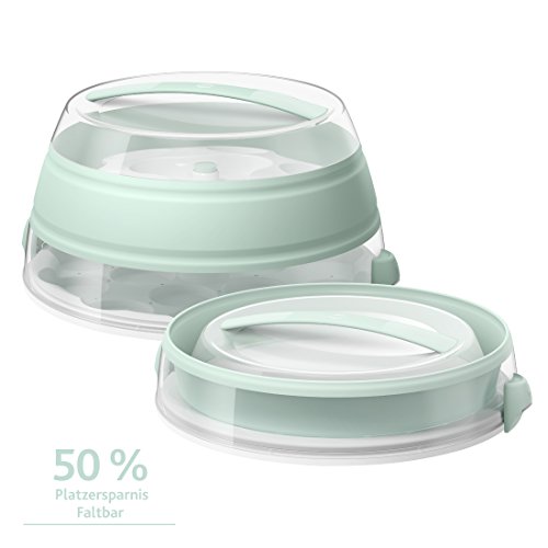 Emsa 514568 Faltbarer Partybutler mit Etagere, Höhe 15.5 cm, Ø 30 cm, Mint/Transparent, myBAKERY Plus - 3