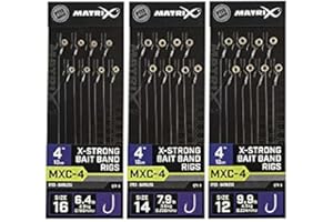FOX Matrix MXC-4 X-STRONG BAIT BAND RIGS 10CM/4INS (12)