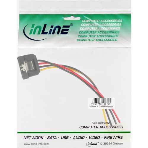 3er Set InLine® SATA Stromadapterkabel, 1x 13,34cm (5,25″) Buchse an 15pol SATA Stecker, 0,15m, mit Lasche - 2
