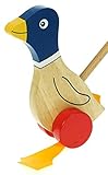 Blue Flappy Duck : Push Along Wooden Toys : Traditional : Handcrafted : Handpainted : For Toddler or Baby 12 months or over, Young Kids, Child & Children : Top Christmas Present or Birthday Gift Idea : H - 21cm W - 13cm D - 10cm Wood Handle - 47.5cm