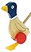Blue Flappy Duck : Push Along Wooden Toys : Traditional : Handcrafted : Handpainted : For Toddler or Baby 12 months or over, Young Kids, Child & Children : Top Christmas Present or Birthday Gift Idea : H - 21cm W - 13cm D - 10cm Wood Handle - 47.5cm