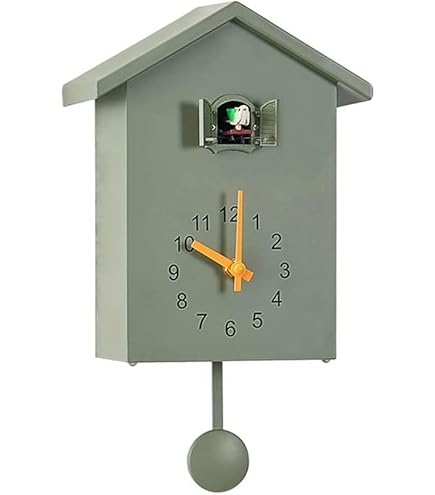 Karlsson Grato Horloge murale coucou avec pendule oscillant (jaune ocre et jaune tendre