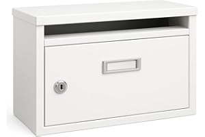 SEPERCASA Cassetta della posta cassetta postale per le lettere rettangolare in metallo verniciato per esterno con serratura e chiave cassetta delle lettere 30x20x10 cm (Bianco)