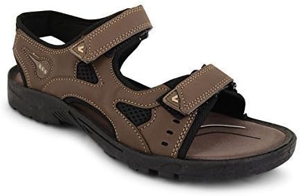 New Mens Nubuck Leather Velcro Strap Sports Walking Open Toe Sandals UK Size 6-12, Nigel Brown UK 11