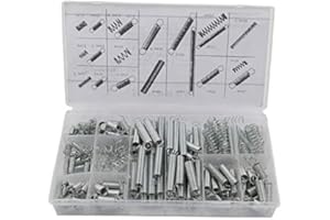 URCHUZE 200 Stück Feder Sortiment Set, (20 Größen)Mit Zugfedern, Schraubenfeder, Stahlfeder, Zugfeder und Kompression aus Kohlenstoffstahl Sortiment Federn mit Box