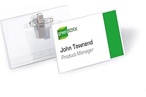 ‎DURABLE Durable Namensschild (mit Kombiklemme, 54 x 90 mm) Packung à 50 Stück, transparent, 810119