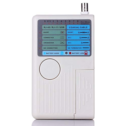 Preisvergleich Produktbild AzuNaisi Draht Tester Multifunktionsfern Netzwerk Kabeltester RJ11 RJ45 USB BNC LAN Netzwerk Telefon Kabel Tester Meter Weiss Bürobedarf