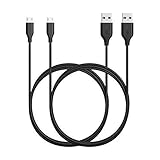 Anker PowerLine Micro USB Kabel [2-Pack] 1,8m - Langlebiges Ladekabel mit Aramidfasern und 10000+ Biegungen für Samsung, Nexus, LG, Motorola, Android Handys und weitere (Schwarz)