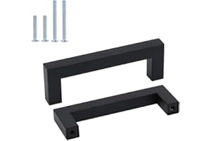 goldenwarm 1 Pezzi Maniglie per Mobili Vintage Maniglie Cucina Maniglie Nere -LSJ12BK96 Maniglie Armadio Maniglie per Mobili Bambini Maniglie Cassetti Maniglia Quadrata Distanza dei Fori 96mm