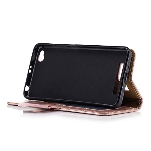 Erdong   Tapa Funda para Xiaomi Redmi 4A 5 0    Oro rosa  Doble color Cierre Magn  tico Cartera Carcasa PU Cuero Tapa Cover Bookstyle Cartera TPU Case Con Funci  n de Soporte Cover para Xiaomi Redmi 4A 5 0 