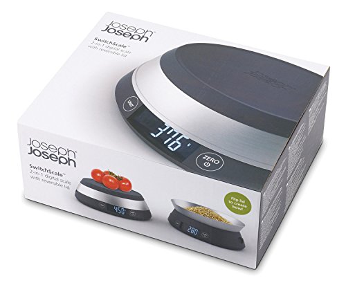 Joseph Joseph Switch 2-in-1 Digitalwaage mit Wendedeckel, grau - 3