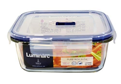 Luminarc Pure Box Active - Recipiente hermético de Vidrio, Cuadrado, tamaño 1,22 litros