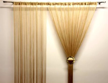 AeMBe – Spaghetti – Fadenvorhang Fadengardine Türvorhang – 150cm X 250cm – Beige / Gold – Höchste Qualität - 2