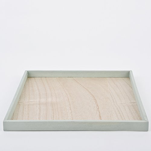Schale quadratisch Modern Design Deko Holz mint natur Dekoschale Teller Tablett (30x30cm) - 3