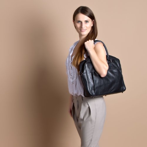 BACCINI Laptoptasche BEN – Notebooktasche groß fit für 15.4″ – Businesstasche – echt Leder schwarz - 4