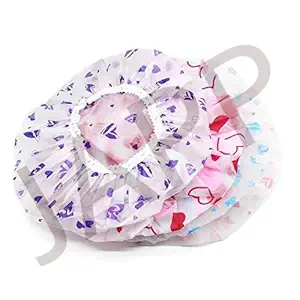 The Creative India Set of 3 Good Quality Reusable Elastic Shower Cap for Home Use, Salons, Spas & Beauty Parlors ? Free-Size Cap for Adults & Children - Multi Color