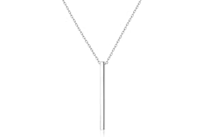 ChicSilver Collier Barre Verticale/Horizontale Personnalisable Pendentif à Barre Argent 925/Plaqué Or/Or Rose avec Chaîne Réglable Bijoux Prénom Personnalisé pour Fille Femme Maman (Boîte Cadeau)