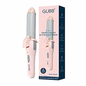 GUBB 2 in 1 Hair Straightener and Curler For Women & Men | Multipurpose Mini Wand With Ceramic Coated Tong | For Professional Hair Straightening & Curling | Anti-Frizz Technology