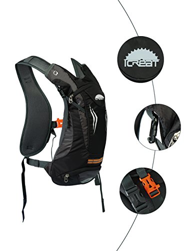 ICREAT Fahrrad Rucksack Fahrradrucksack Trinkrucksack Halter Trinksystem Sicherheitswesten, ohne Trinkrucksack nur Rucksack, 13 Liter Schwarz - 8