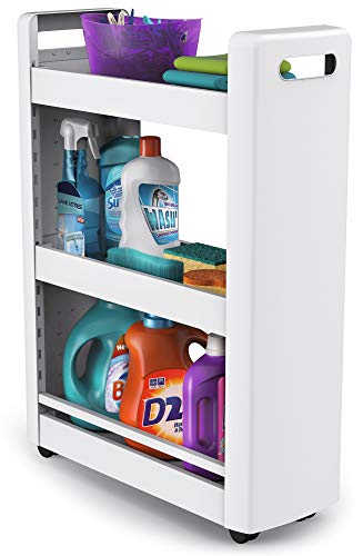 EDA 10495 BL PX25 DESSERTE MOBILO 3 étagères modulables, polypropylène, Blanc, Dim. : 60 x 22 x 79 cm