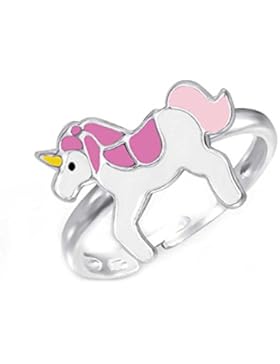 SL-Collection Kinderring pinkes Einhorn Grösse einstellbar 925 Silber