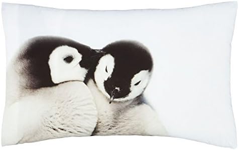 CHRISTMAS CUDDLE UP PENGUIN GREY BRUSHED COTTON PAIR OF HOUSEWIFE PILLOWCASES