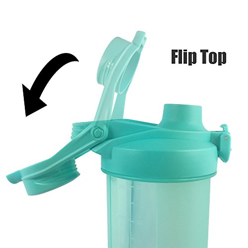 Blenderbottle, Sportflasche Trinkflasche mit Blenderball, Knopf-Design Klippverschluss & Schraubverschluss zur Dicht, Mixer für Sport, Büro und Alltag, 700ml/24oz - 4