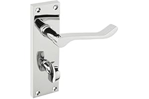 Victorian Scroll Bathroom Door Handle - Lock Options - Polished Chrome - Handlestore® (Handle Only)