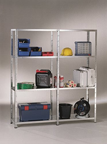 Regal Steckregal 2er Set verzinkt Metall 180x160x40cm Regalsystem Steckregalsystem 8 Metall-Böden Traglast 520kg einfache Montage durch Stecksystem kein Verschrauben Schulte - 4