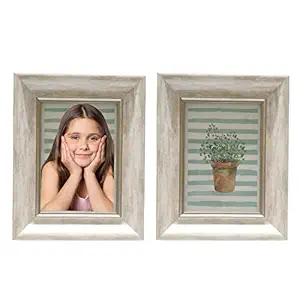 AYOGA: LIVE IN STYLE Smooth Finish, HD Glass Premium Photo Frame for Table with Stand (Ivory, 4x6 Inch) - Set of 2
