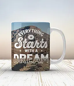 GIFT BOX Every Thing Starts with a Dream Ceramic Mug for Coffee 325 ml