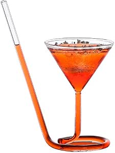 Amazon De Cocktailglas Spirale Mit Strohhalm Champagner