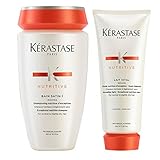 Kerastase - Coffret Cadeau série limitée - Gamme Nutritive Bain Satin 1 250ml & Lait vital 200ml - kit Nutrition d'exception pour cheveux normaux à secs pour un usage quotidien