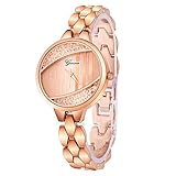 good01 Exquisite Damen-Armbanduhr, modisch, rundes Zifferblatt, Spiralband, Quarz, analog, Geschenk, Rose Gold