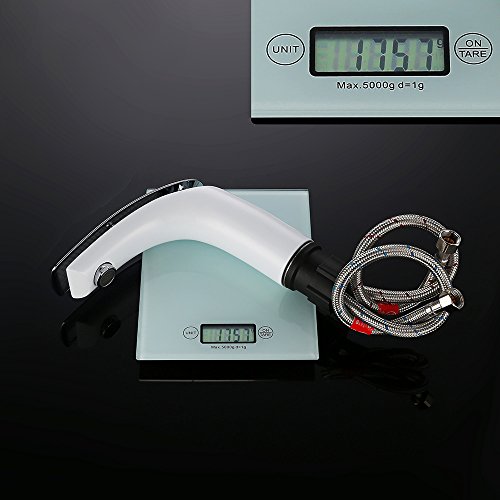 Homelody Weiß Chrom Wasserhahn Waschbecken Armatur Mischbatterie Bad Einhebelmischer Badarmatur Waschtischarmatur f.badzimmer - 8