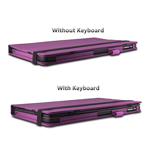 TrekStor SurfTab twin 11.6 Hülle Case -Infiland Slim Fit Folio PU-lederne dünne Kunstleder Schutzhülle Cover Tasche für TrekStor SurfTab twin 11.6 Volks-Tablet, 29,5 cm (11.6 Zoll 2in1 Tablet-PC) (mit Auto Schlaf / Wach Funktion,Tablet und Tastatur sind nicht entgehaltet) (Lila) - 4