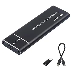 AIMOS M.2 Nvme SSD Enclosure External, Portable External Hard Disk Driver, USB 3.1 Gen 2 Interface with Up to 10 Gbps Data Transfer Speed Fits Only for NVMe PCI-E M2 M-Key 2242/2260/2280 Size?Black?