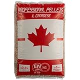 PELLET CANADESE PROFESSIONALE DA RISCALDAMENTO DI ABETE ROSSO 80% + ABETE BIANCO 20% IN CONF. DA KG. 15.