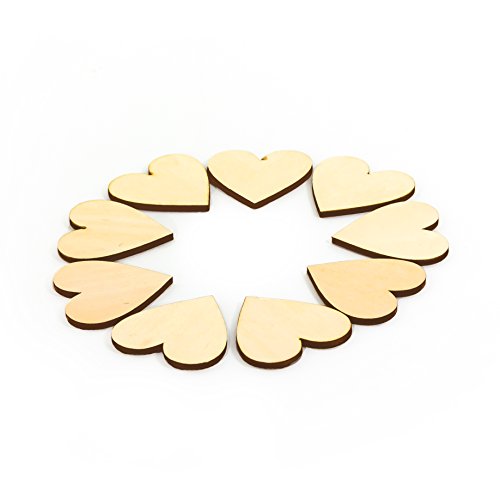 Oblique-Unique® 50 Stück Herz Holz Scheiben zur Dekoration Verzierungen Bearbeitung Handwerk - 5