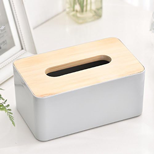 PEIWENIN-European wooden tissue box creative restaurant living room solid wooden paper box ,gray,21*13*10cm