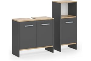 Vicco Set di mobili da bagno Karli, Antracite/quercia dorata, 2 parti
