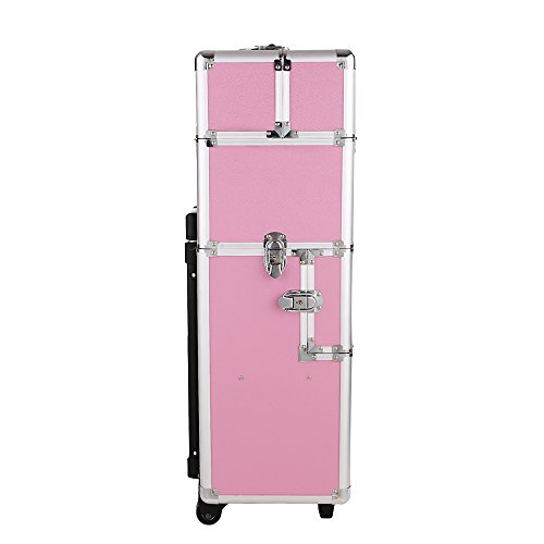 Abody Cosmetic Zug-Kasten-Verfassungs-Speicher-Organisator Ausziehbare Maskenbildner Fall Rollen Locking Fall mit Tabletts Schwarz - 4