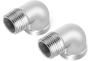 ERGAOBOY 2 Pcs 3/4" Male to 3/4" Female BSP Pipe Fittings 304 Stainless Steel 90 Degree Elbow Connectors